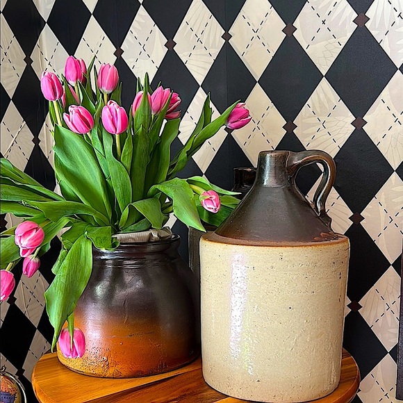 Antique Stoneware Crock Vase | Rustic Ombré Glaze | Primitive American Pottery - Picture 12 of 17